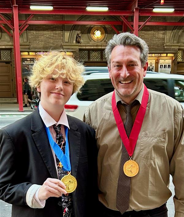 c/o 2026 Visual Artist Aiden Evans received a National Gold Key Award from the Scholastic Art Awards at Carnegie Hall in New York!